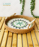 سینی راتان حصیری دسته دار کف صدف کاری کوچک انگلیش هوم ( علت تخفیف در مشخصات )