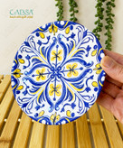 پیش دستی سرامیکی طرح سنتی نقش برجسته بشقاب سرامیکی وارداتی درجه یک سایز متوسط