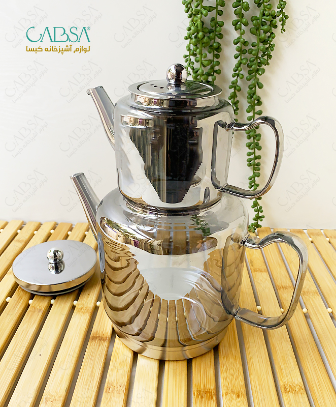 کتری قوری پیرکس کف استیل 304 دودی و شفاف وارداتی